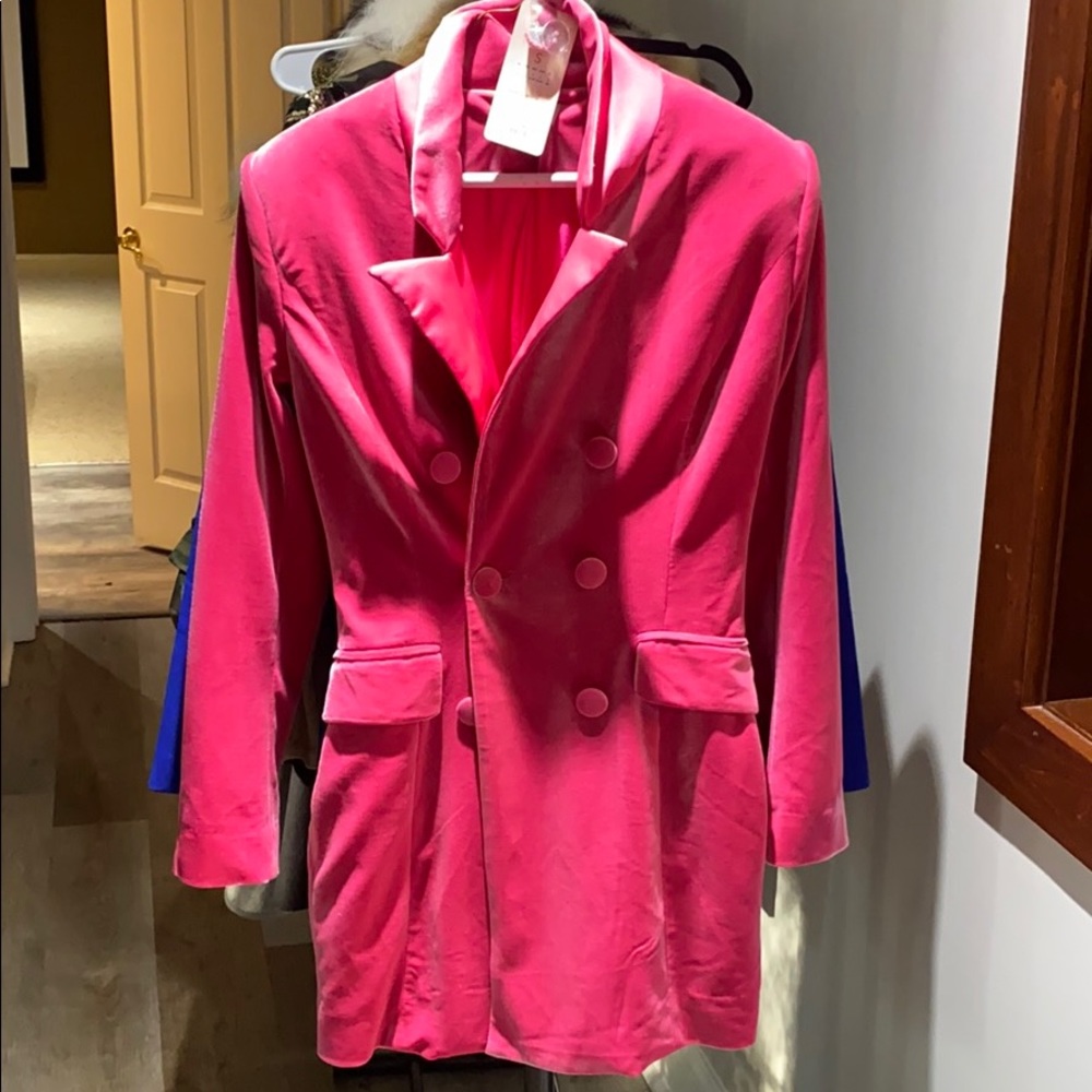 House of CB Pink Suede Blazer Dress